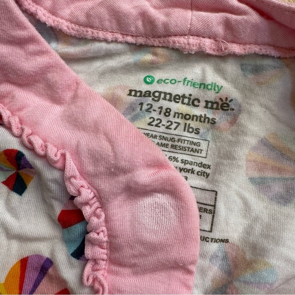 Magnetic Me Groove In Heart Ruffles Footed Pajama 2PC Set Modal Baby Girl 12-18M - Picture 3 of 4